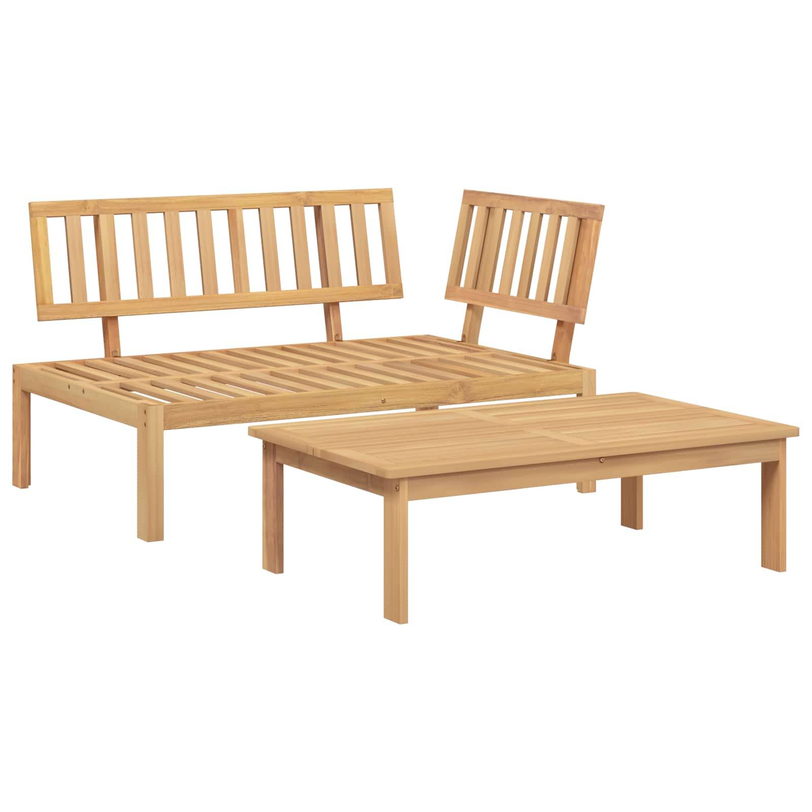 vidaXL Sofa Set mit Kissen Uni 2 pcs Beige Massivholz Akazie