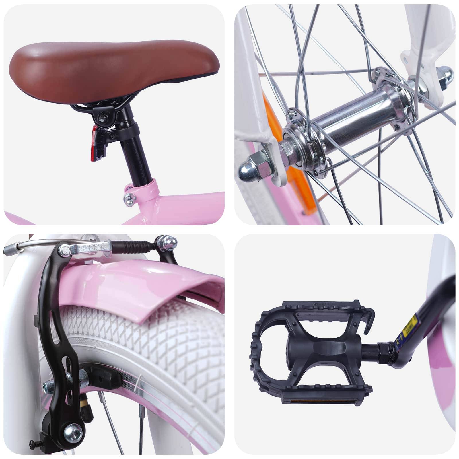 vidaXL Kinderfahrrad 18 Zoll für 5-7 Jahre alt Hellrosa