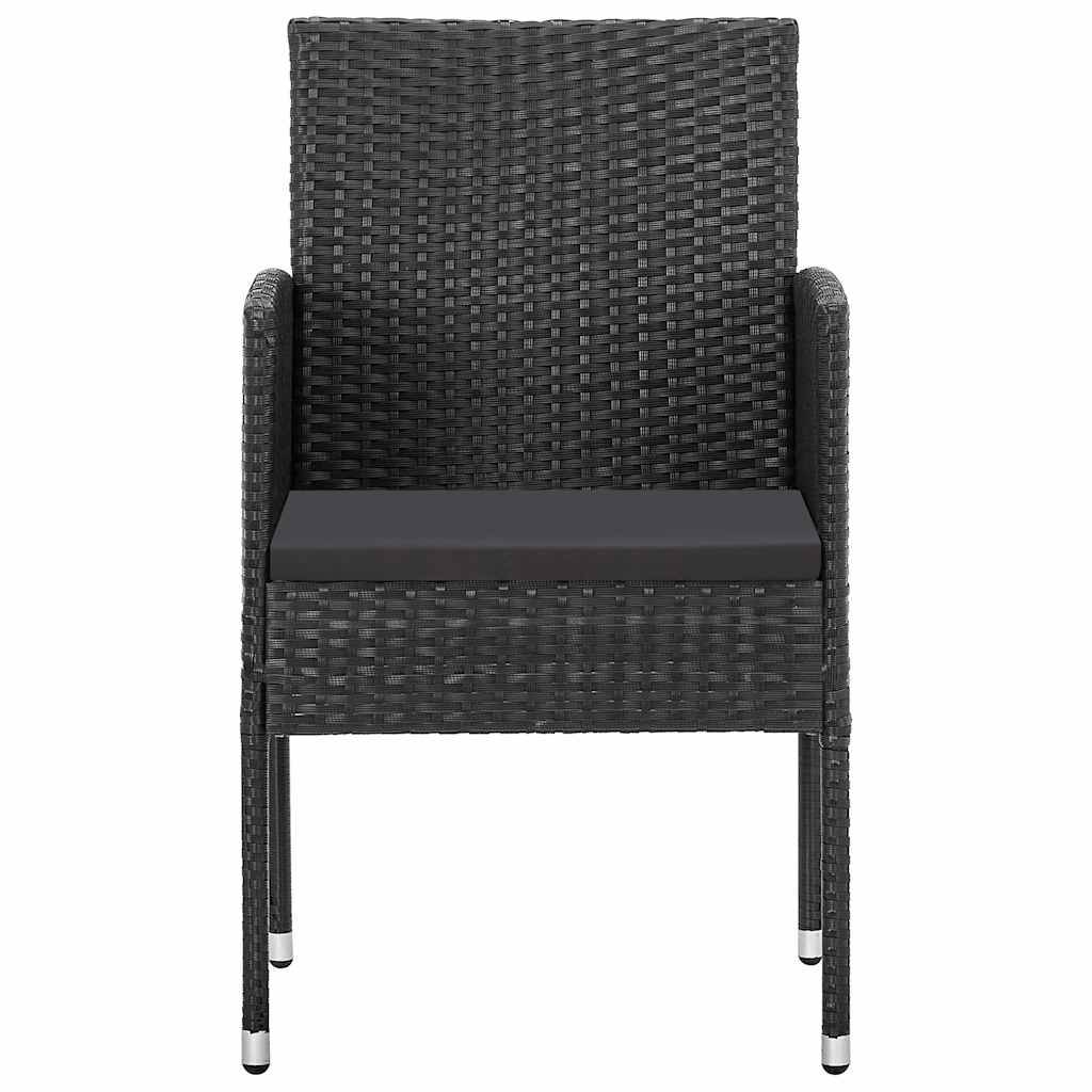 vidaXL Gartenstühle mit Kissen in Schwarz 2 Stk. Schwarz Poly Rattan