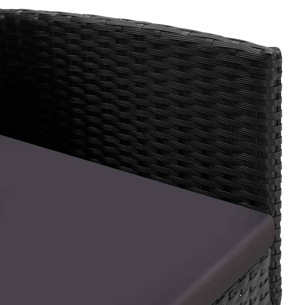 vidaXL Gartenstühle mit Kissen in Schwarz 2 Stk. Schwarz Poly Rattan