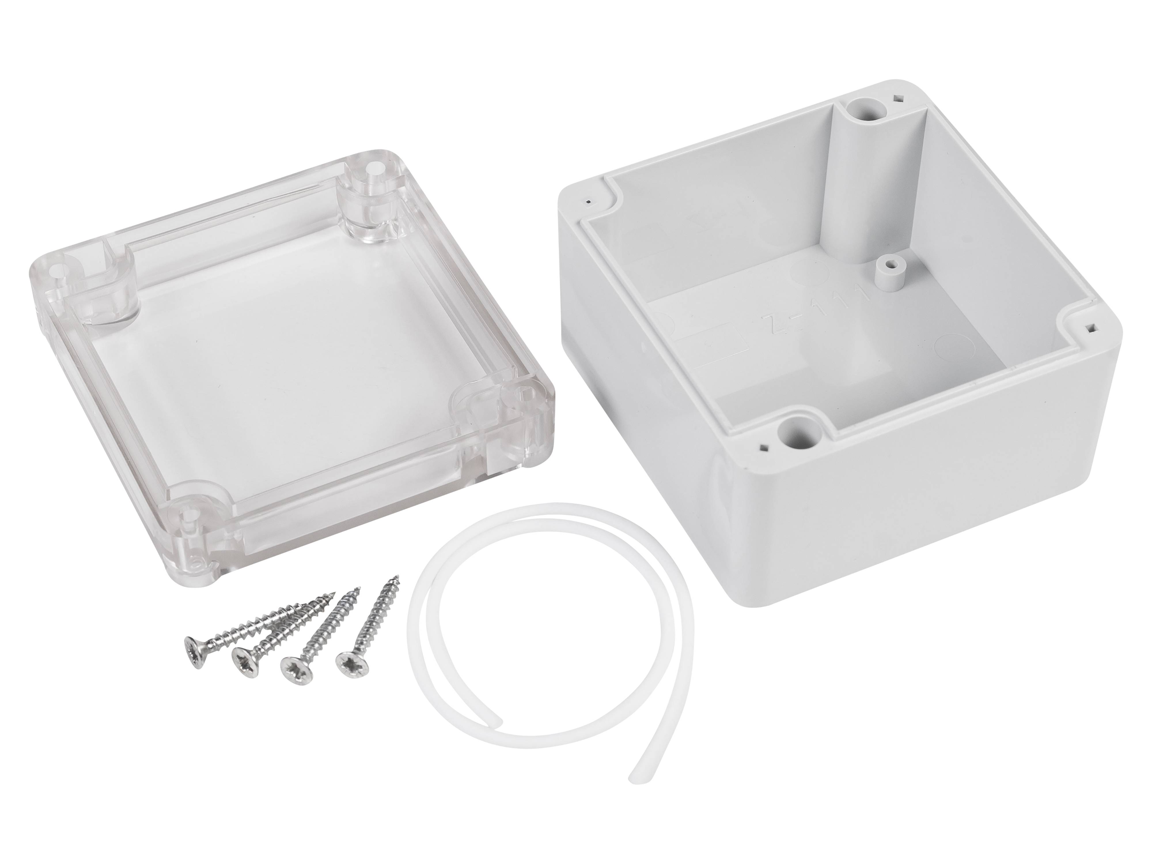 POLLIN ABS-Gehäuse 4U63080806437, 82x80x55 mm, IP65, Glasklarer Deckel