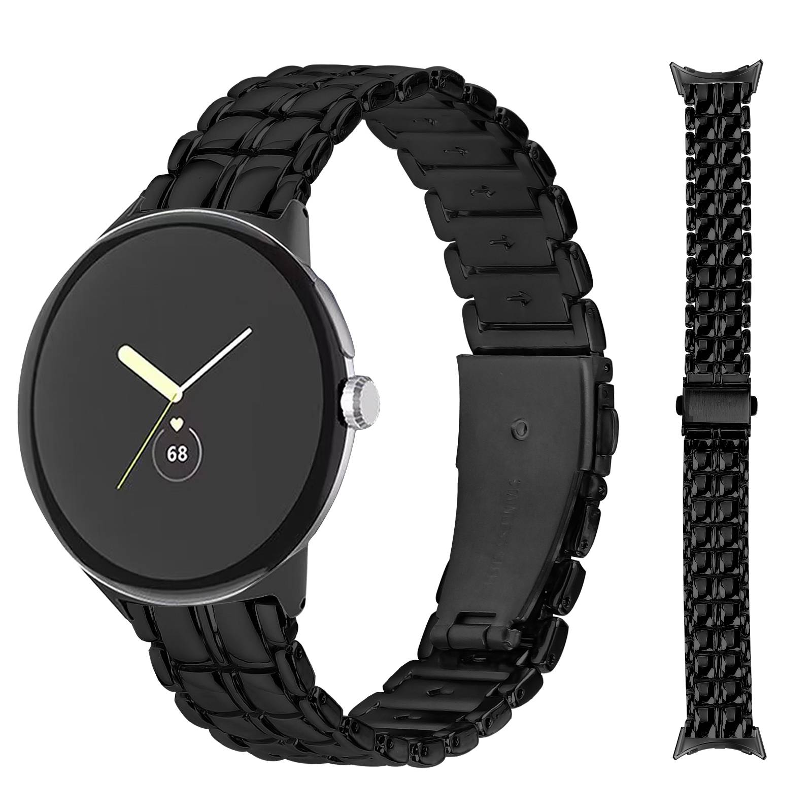 Google Pixel Watch Metallarmband Schlank und elegant Black