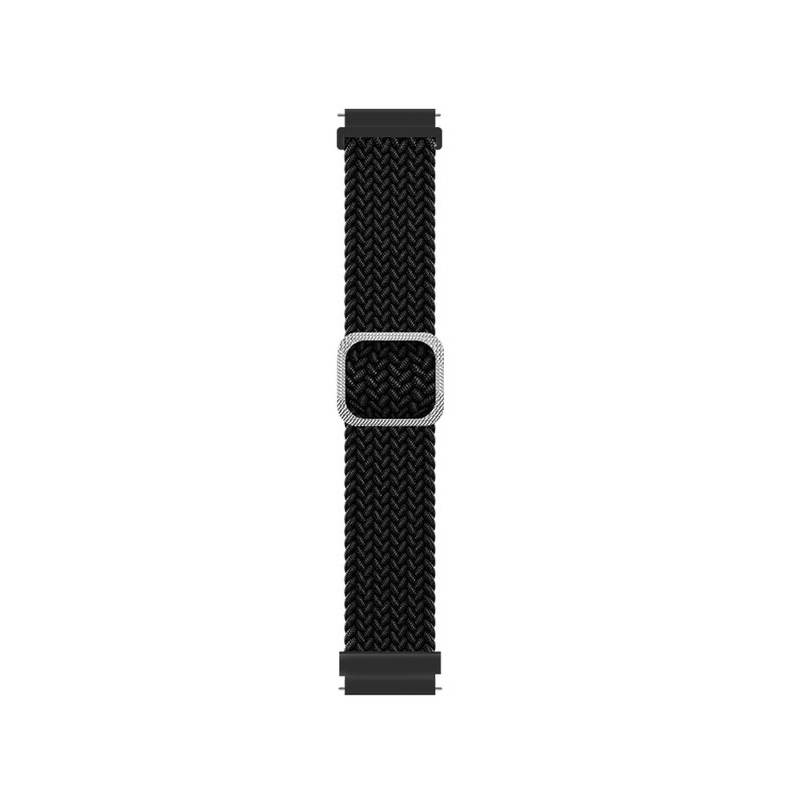 Uhrenarmband aus Nylon mit schwarzer Schnalle Black 20 mm