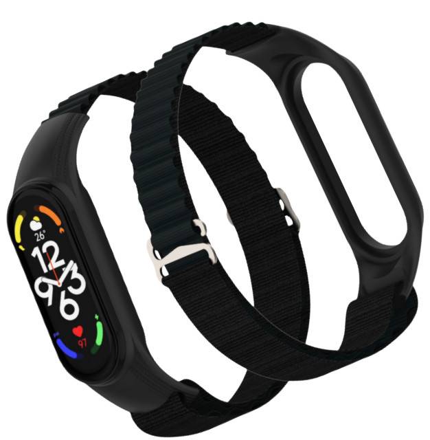 Nylon-Uhrenarmband für Xiaomi Smart Band 76543 Black