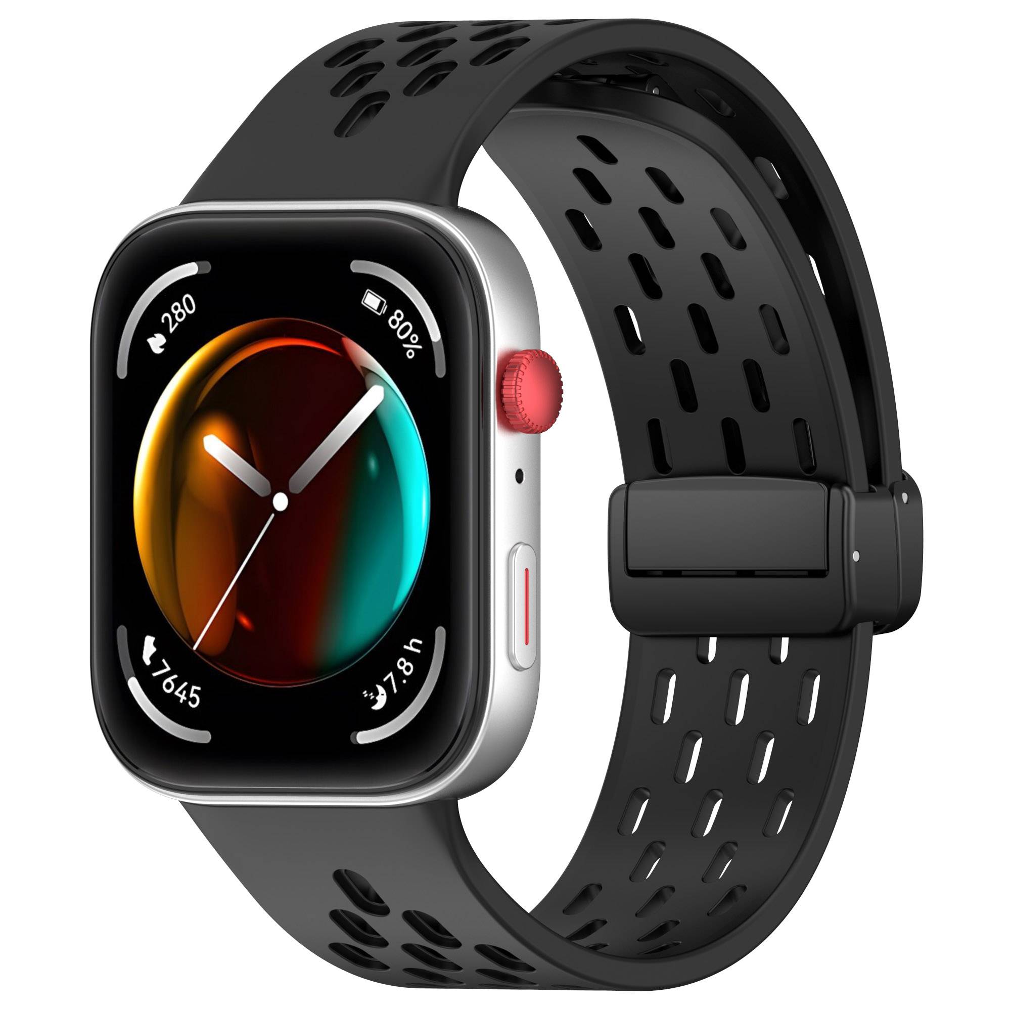 Huawei Watch Fit 3 Atmungsaktives Silikonarmband mit Magnetverschluss Black