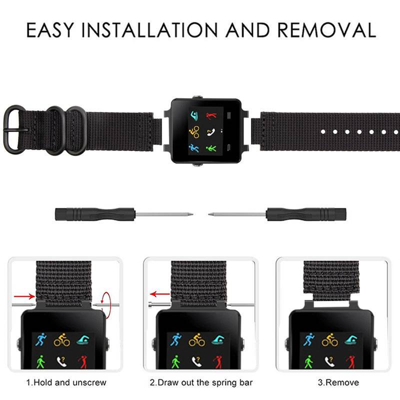 Nylon-Uhrenarmband für Garmin Vivoactive Acetat Black