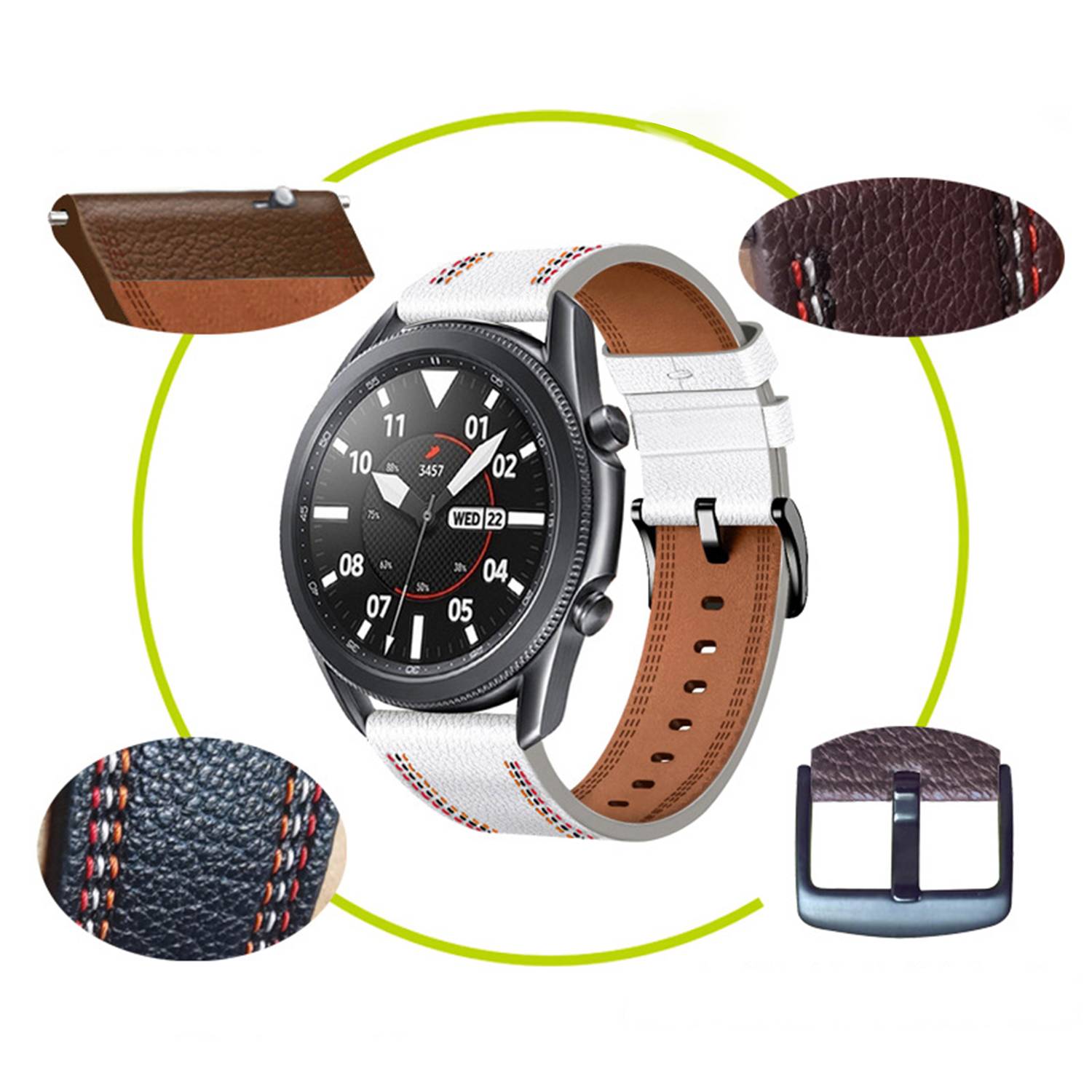 Leder Uhrenarmband für HUAWEI GT3 White 20 mm