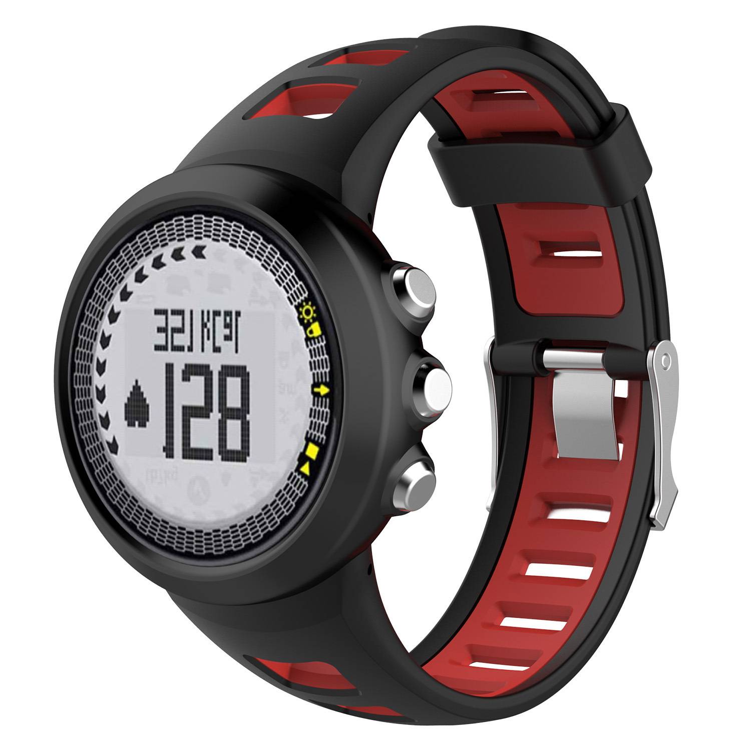 Silikon-Uhrenarmband für Suunto Quest/M1/M2/M4/M5 Black+Red