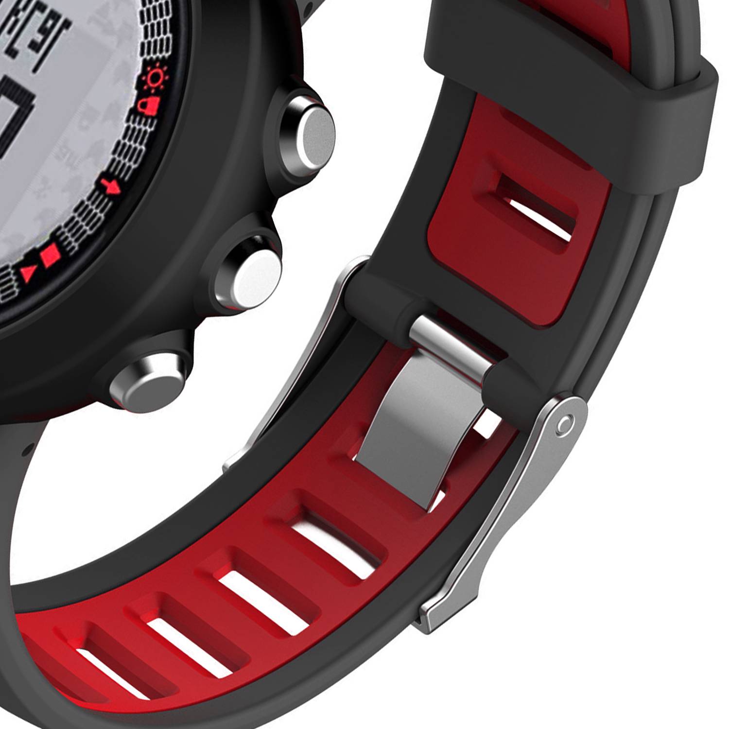 Silikon-Uhrenarmband für Suunto Quest/M1/M2/M4/M5 Black+Red