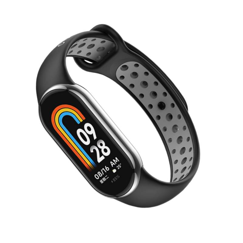 Atmungsaktives TPU-Ersatzarmband für Xiaomi Band 8/9 Black+Grey