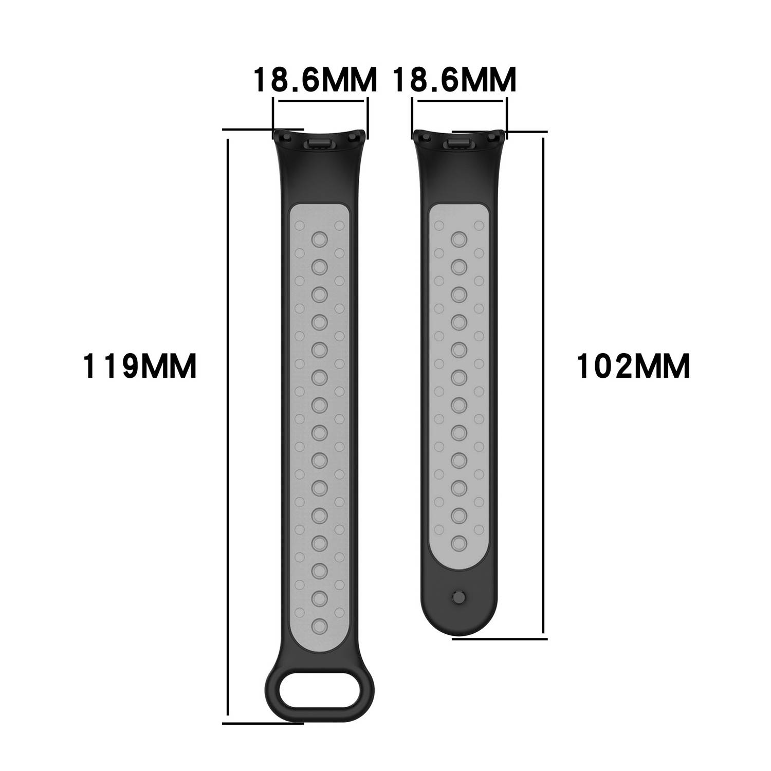 Atmungsaktives TPU-Ersatzarmband für Xiaomi Band 8/9 Black+Grey