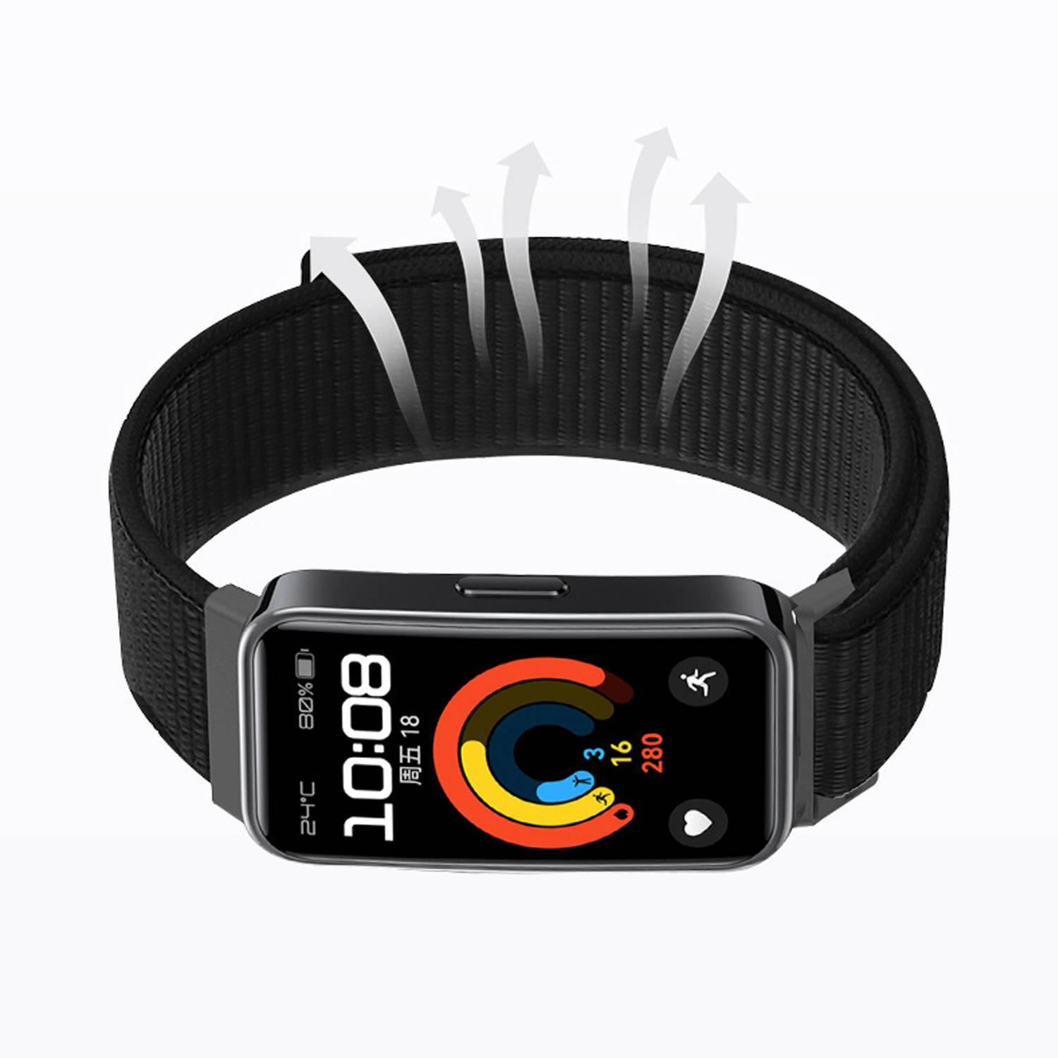 Nylon-Uhrenarmband für Huawei Band 8/9 Black