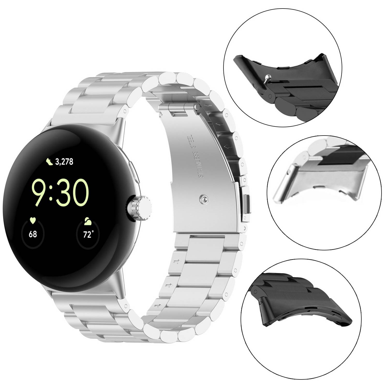 Uhrenkontakte für Google Pixel Watch 3 45 mm, 2er-Pack Black