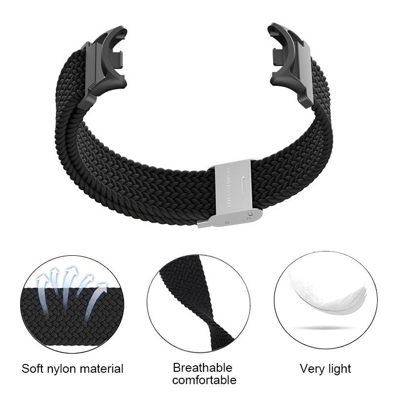 Gewebtes Nylon-Uhrenarmband für Xiaomi Mi Band 8/9 Black