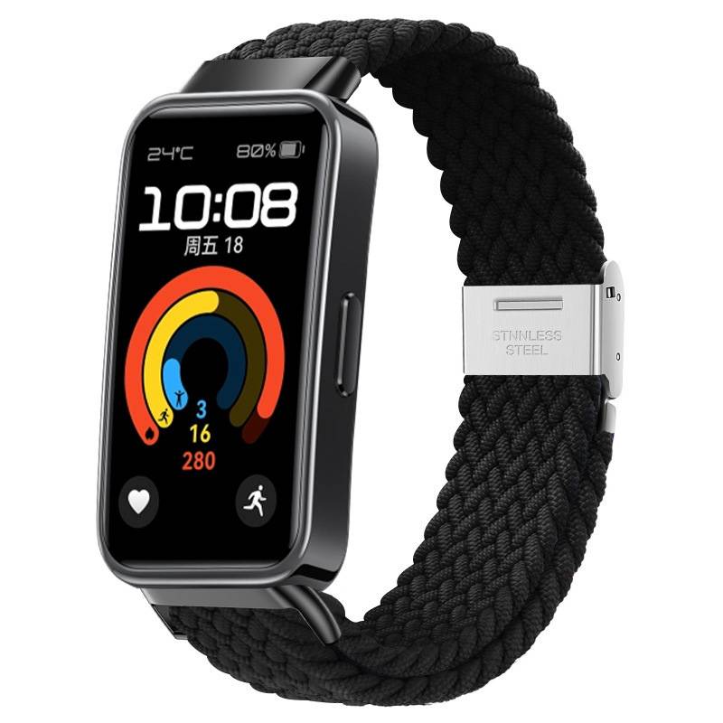 Gewebtes Nylon-Uhrenarmband für Xiaomi Mi Band 8/9 Black