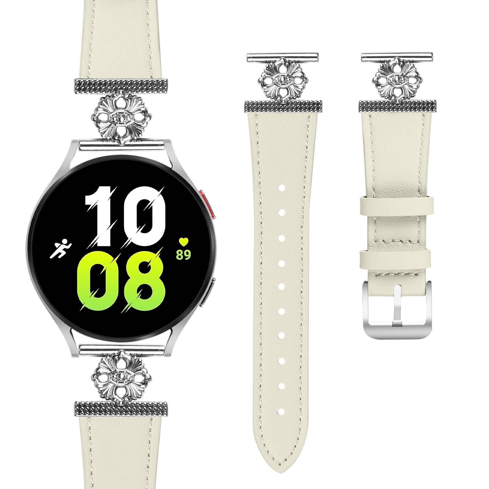 Uhrenarmband aus echtem Leder für Samsung Watch 4/5/6/7 – 20 mm White