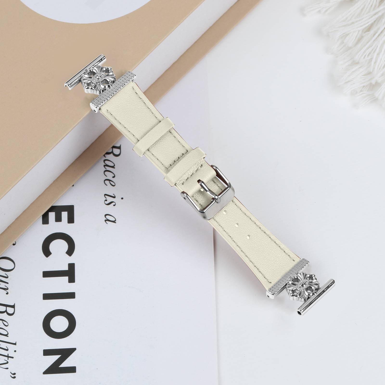 Uhrenarmband aus echtem Leder für Samsung Watch 4/5/6/7 – 20 mm White