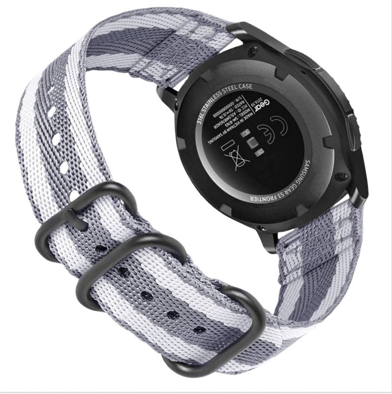 Nylon-Uhrenarmband für Samsung Galaxy Watch 4 & Huawei GT 4 Twill gray Modell 1