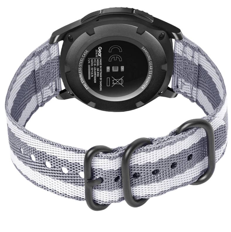 Nylon-Uhrenarmband für Samsung Galaxy Watch 4 & Huawei GT 4 Twill gray Modell 1