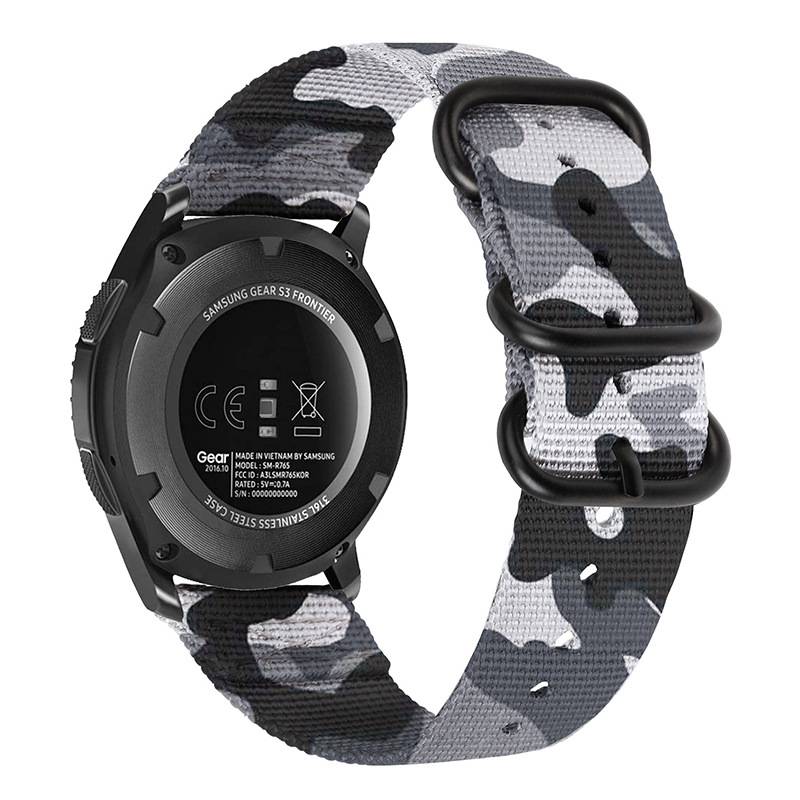 Nylon-Uhrenarmband für Samsung Galaxy Watch 4 & Huawei GT 4 Camouflage gray Modell 2
