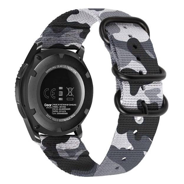 Nylon-Uhrenarmband für Samsung Galaxy Watch 4 & Huawei GT 4 Camouflage gray Modell 2