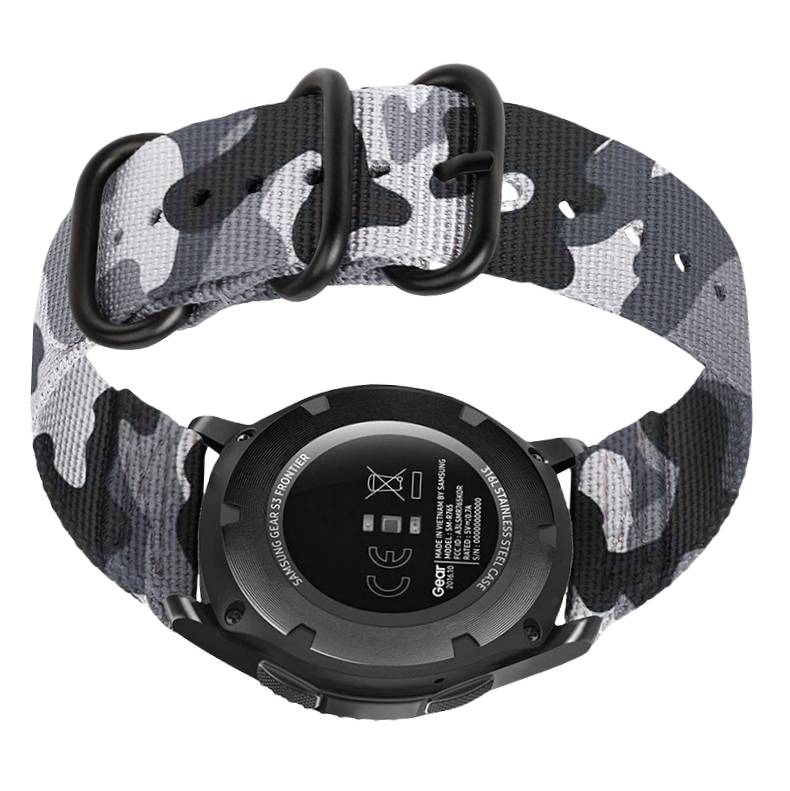Nylon-Uhrenarmband für Samsung Galaxy Watch 4 & Huawei GT 4 Camouflage gray Modell 2