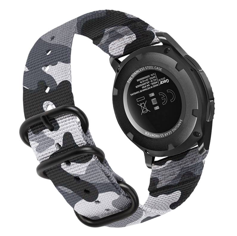 Nylon-Uhrenarmband für Samsung Galaxy Watch 4 & Huawei GT 4 Camouflage gray Modell 2
