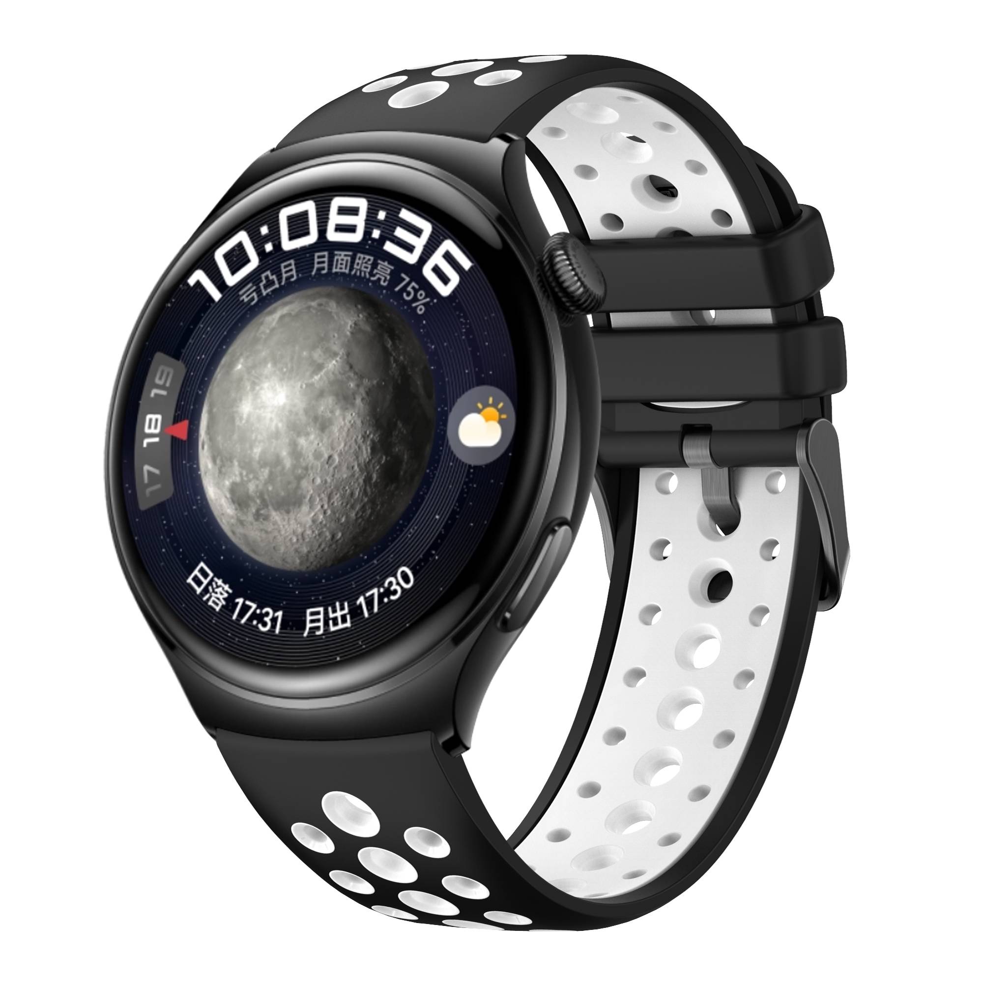 Silikon-Uhrenarmband für Huawei Watch 4/3, GT2, GT3 Pro Black+White M