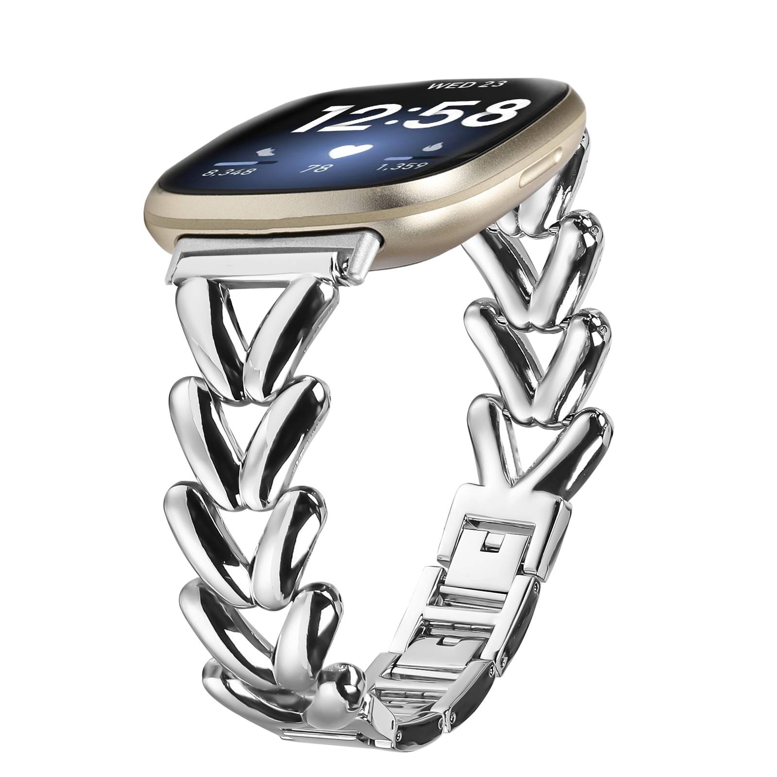 Edelstahl-Uhrenarmband für Fitbit Versa 4 Silver