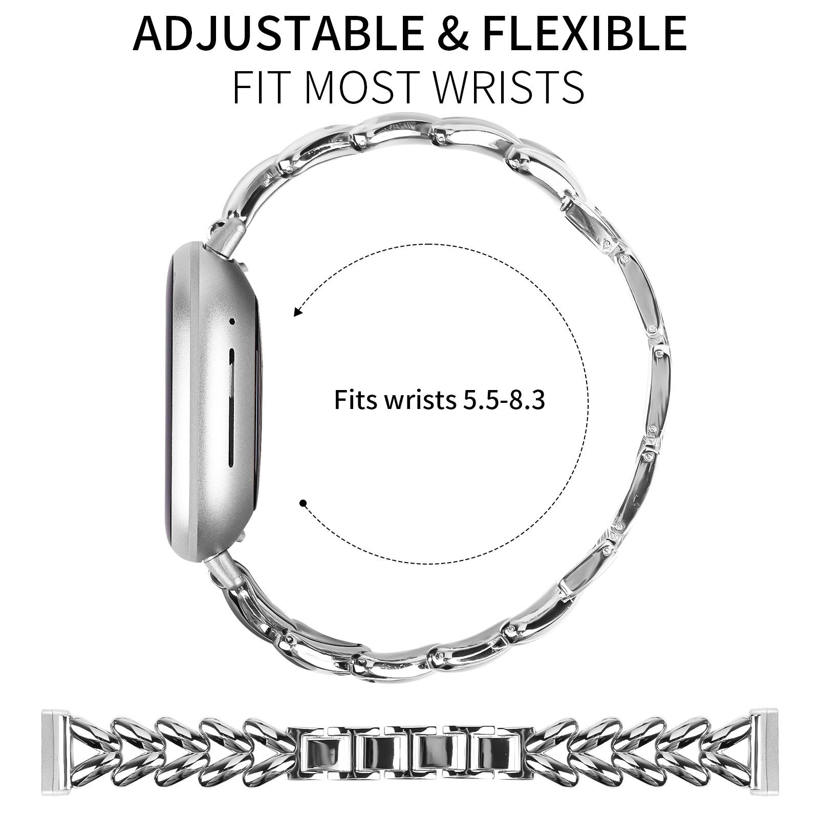 Edelstahl-Uhrenarmband für Fitbit Versa 4 Silver