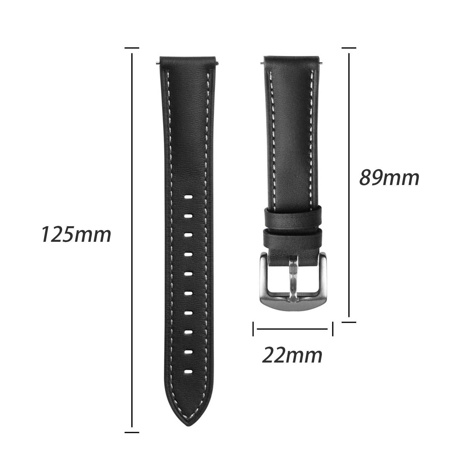 Echtleder-Uhrenarmband für Huawei GT5, 22 mm Black
