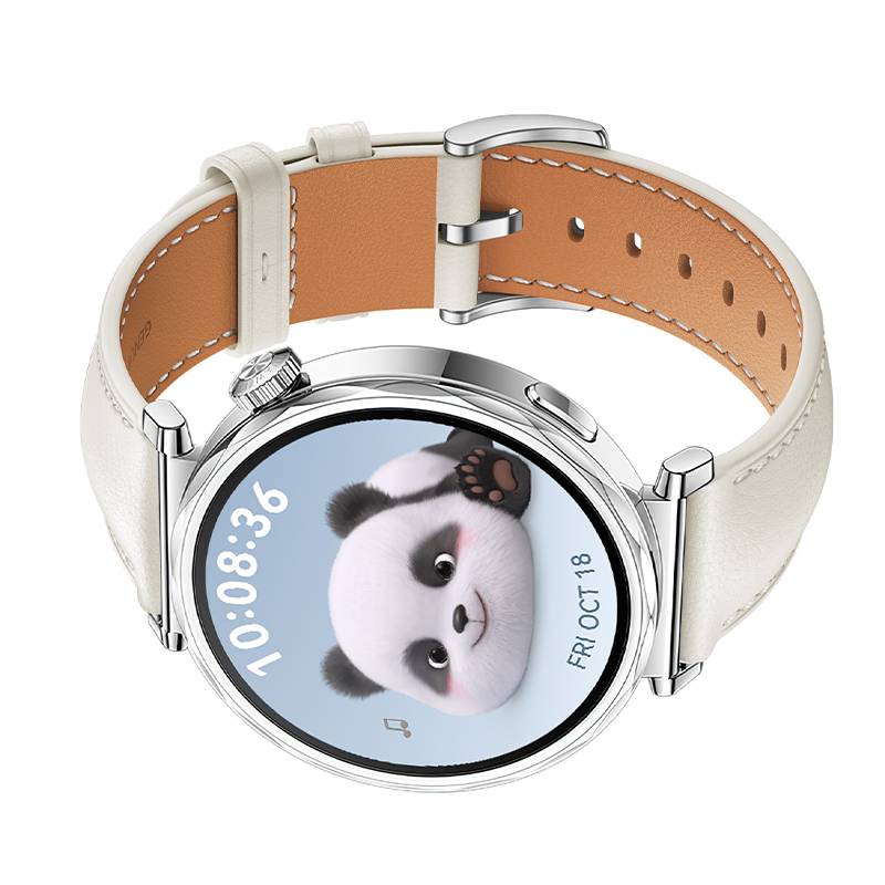 Uhrenarmband aus Leder für Huawei Watch GT5 – 18 mm White + Silver