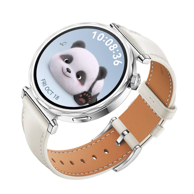 Uhrenarmband aus Leder für Huawei Watch GT5 – 18 mm White + Silver