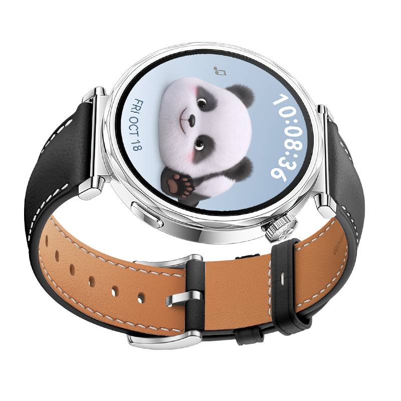 Uhrenarmband aus Leder für Huawei Watch GT5 – 18 mm Black + Silver