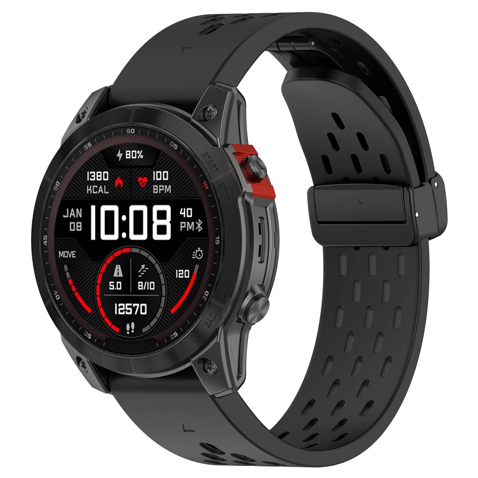 Silikon-Uhrenarmband für Garmin 22 mm - Weiß Black