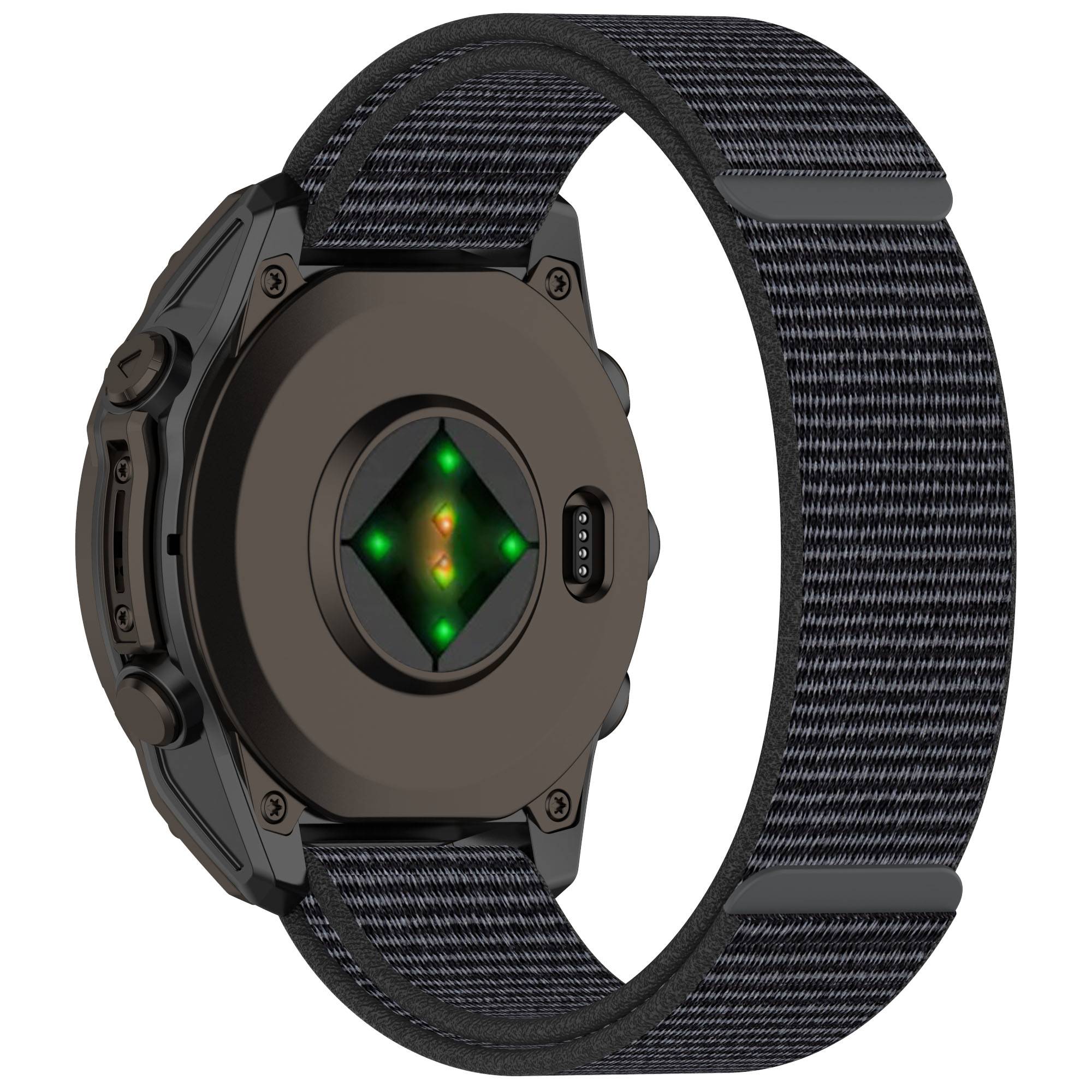 Garmin Nylon-Uhrenarmband mit Klettverschluss – 26 mm, Schwarz Grey