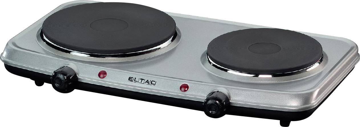 Eltac DK 28 Doppelkochplatte 2500W 14,5cm + 18cm silbermetallic Hausgeräte Kleingeräte Backen