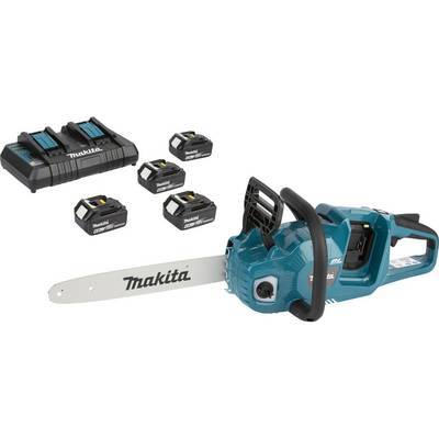 Makita Akku Kettensäge 2x18V DUC353PG4 inkl. 4 Akkus 6,0Ah + Ladegerät DC18RD Install.Baumaterial