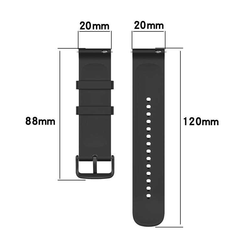 20 mm Silikonarmband für Huawei/Samsung/Garmin-Uhren Black