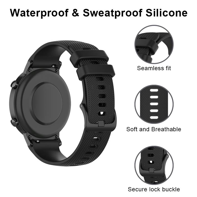 Uhrenarmband aus Silikon Black 20 mm Garmin Venu, Vivomove, Move, Vivoactive, Forerunner, Approach S40