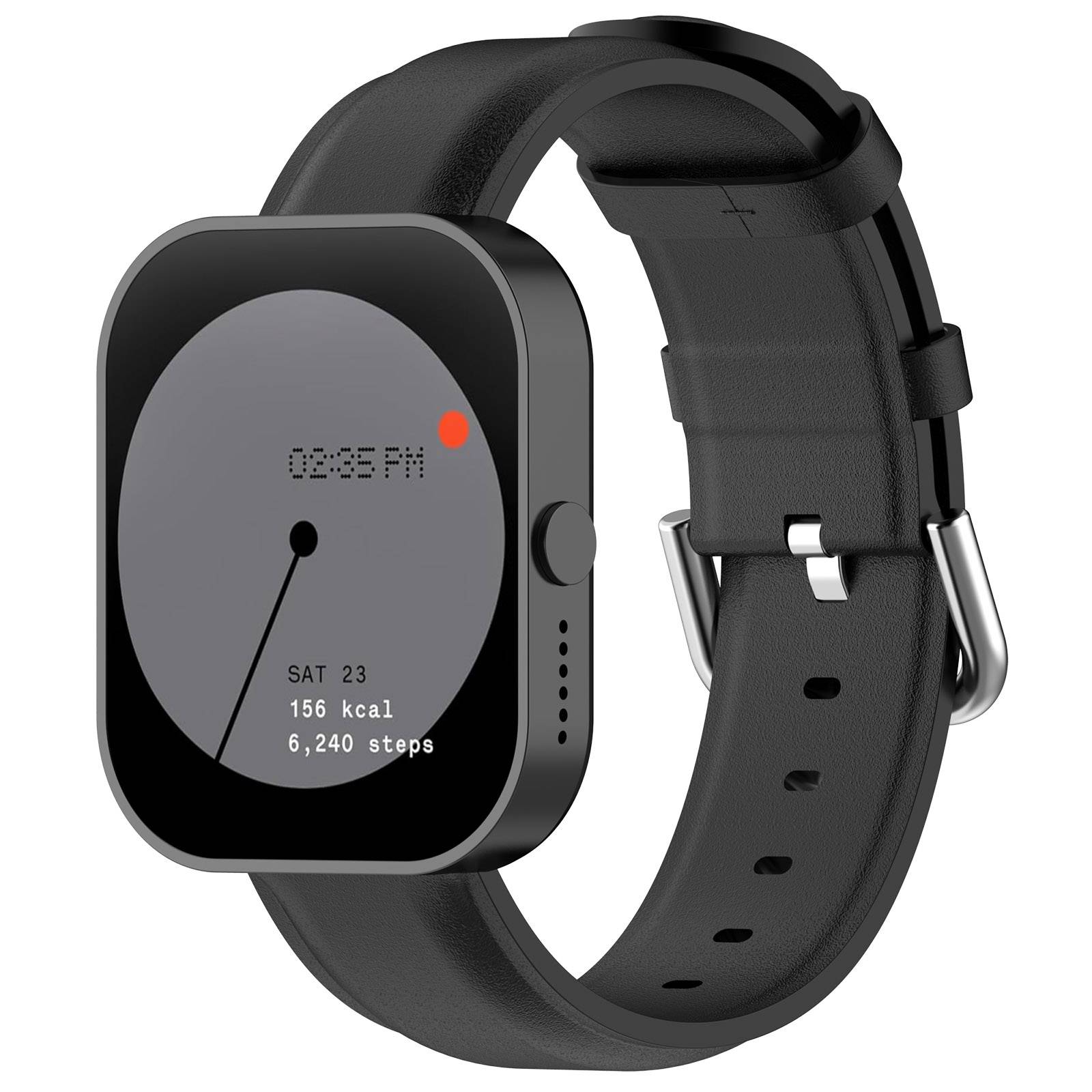 22 mm Lederarmband für CMF BY NOTHING Watch Pro Black