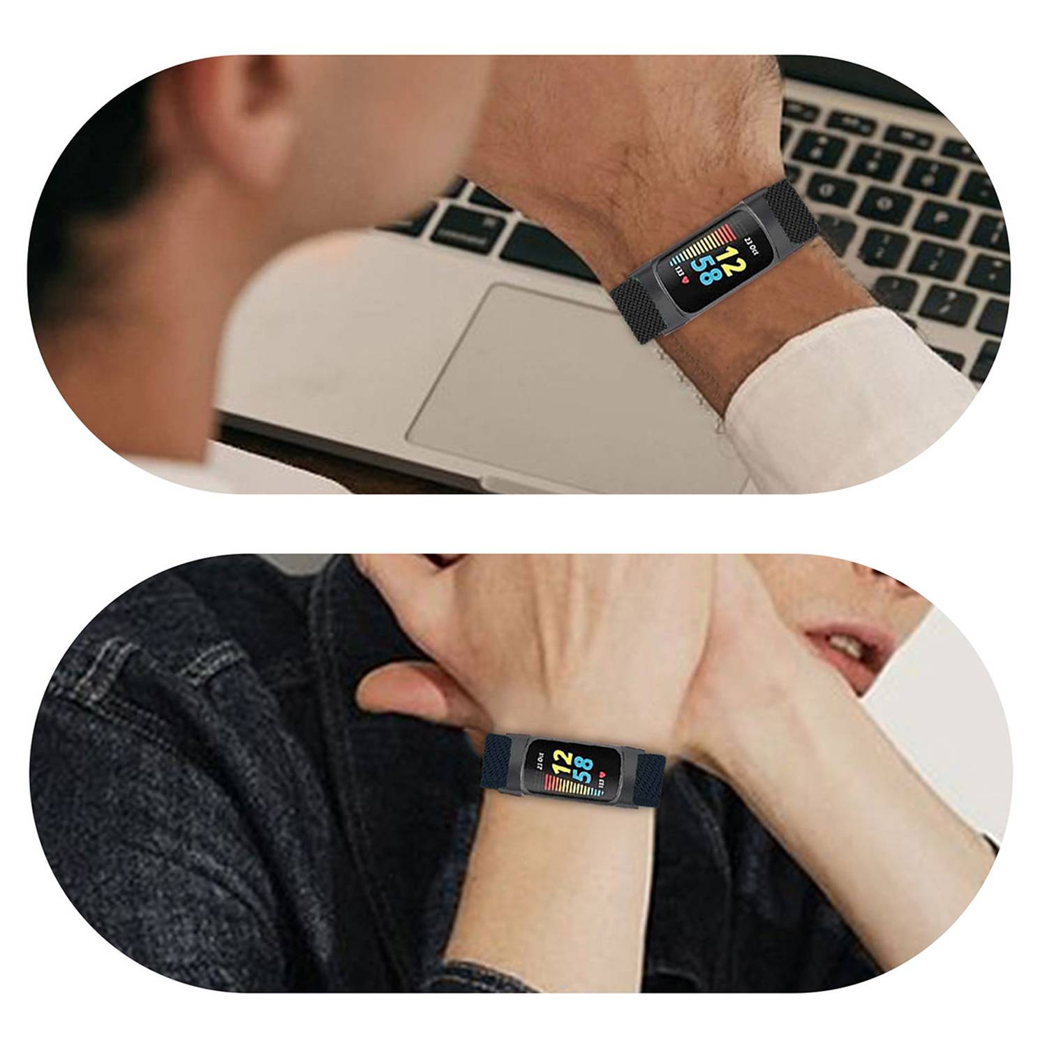 2er-Pack Sport Woven-Uhrenarmbänder für Fitbit Charge5/6