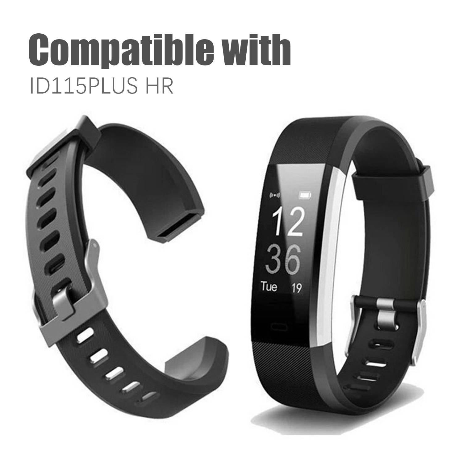 Ersatzarmband für ID115 Plus HR/ID115 Plus Fitnessarmband Black