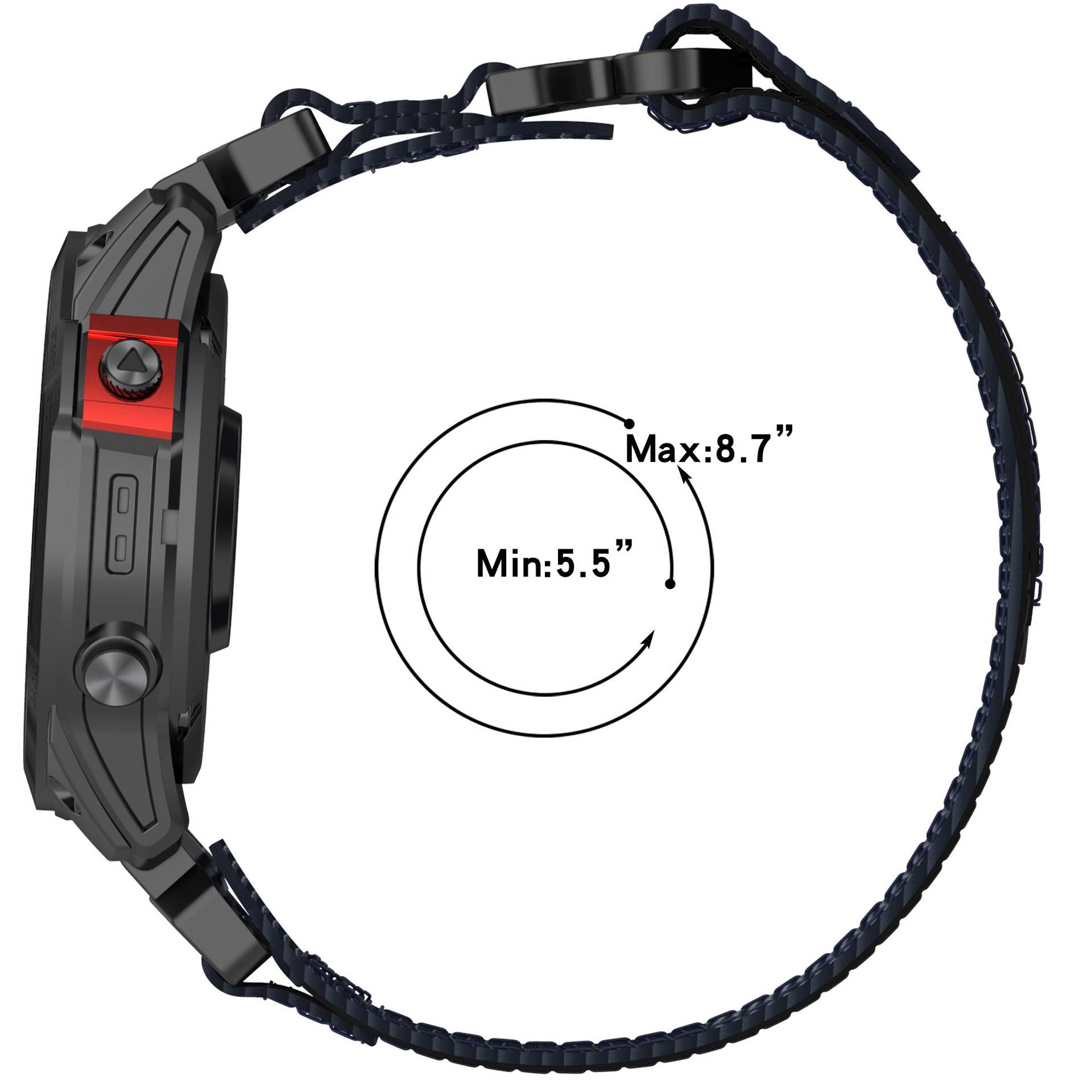 22-mm-Uhrenarmband für Garmin Quatix 7 Pro/FeniX/Fenix 6/Fenix 5, Größe M, Nylon Black