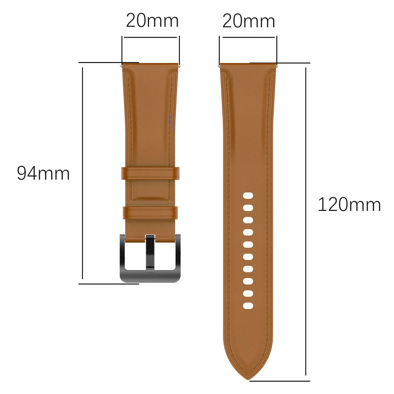 Armband aus echtem Leder LightBrown Garmin Vivoactive3 / Vivoactive 3 Music / Venu / Venu 2 Plus / Venu Sq, Huami Amazfit GTS 2E / GTS 2 Mini / GTS