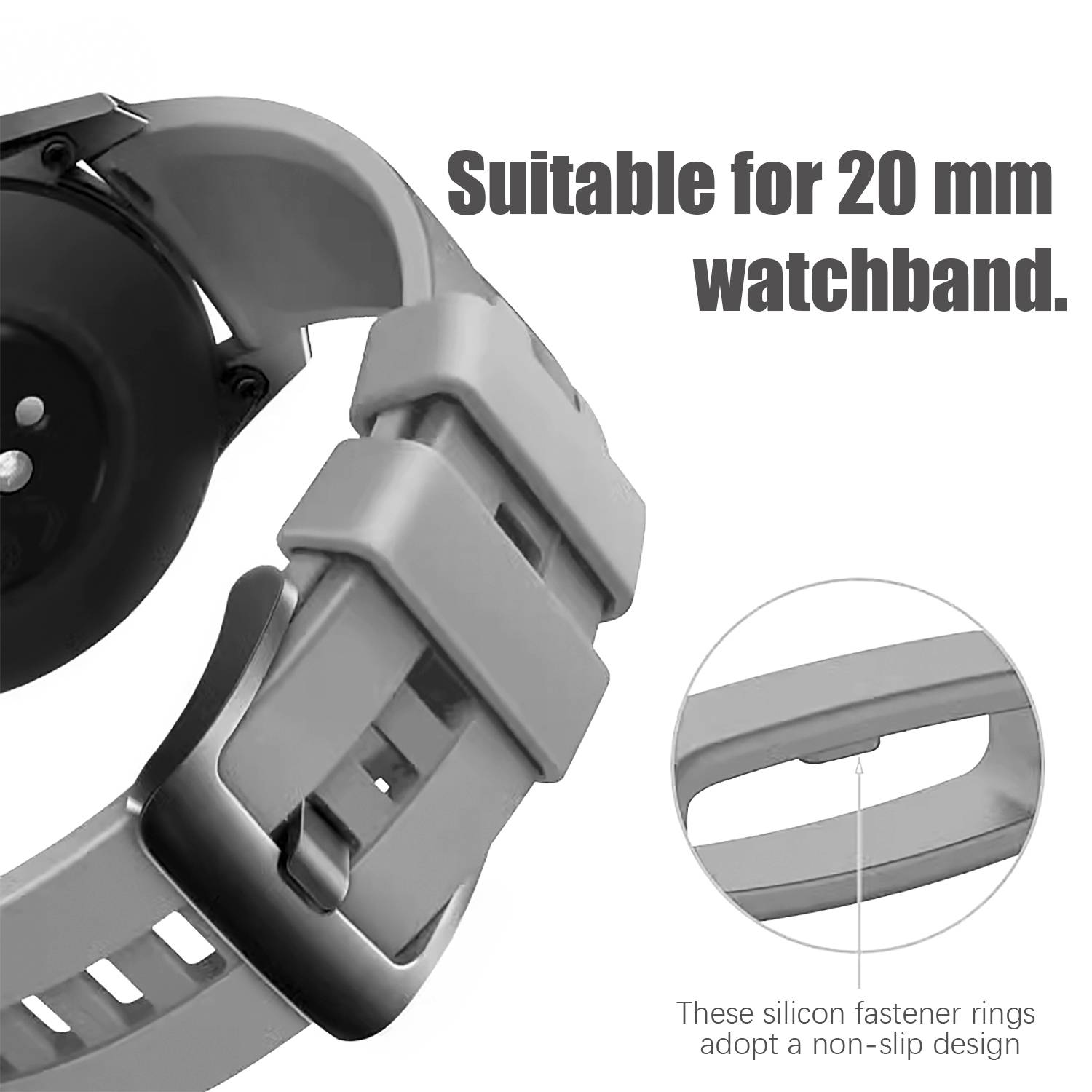 Schlaufe für 20 mm breite Uhrenarmbänder im 10er-Pack Grey