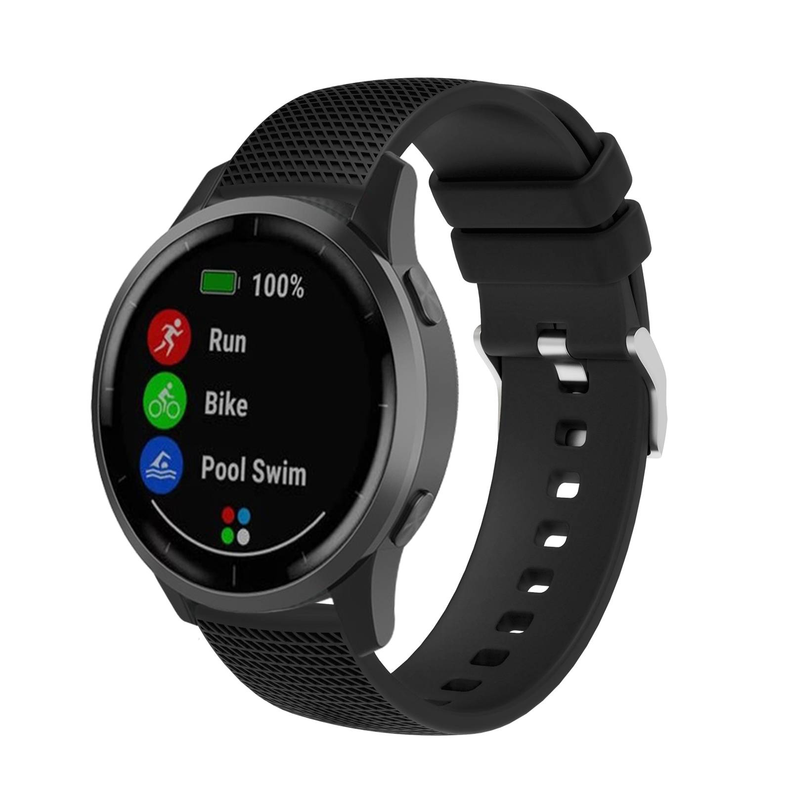 Silikon-Uhrenarmband für Garmin Vivoactive 4 18 mm Black