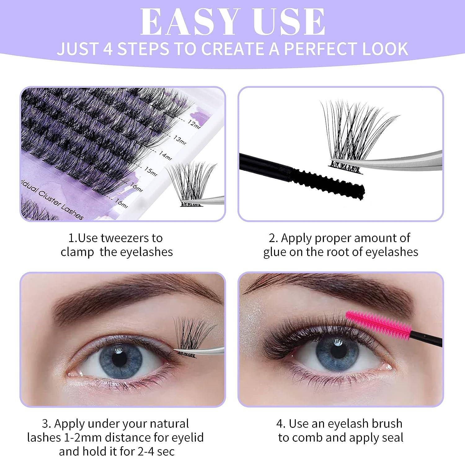 Einzelne falsche Wimpern in verschiedenen Längen Black Modell 4