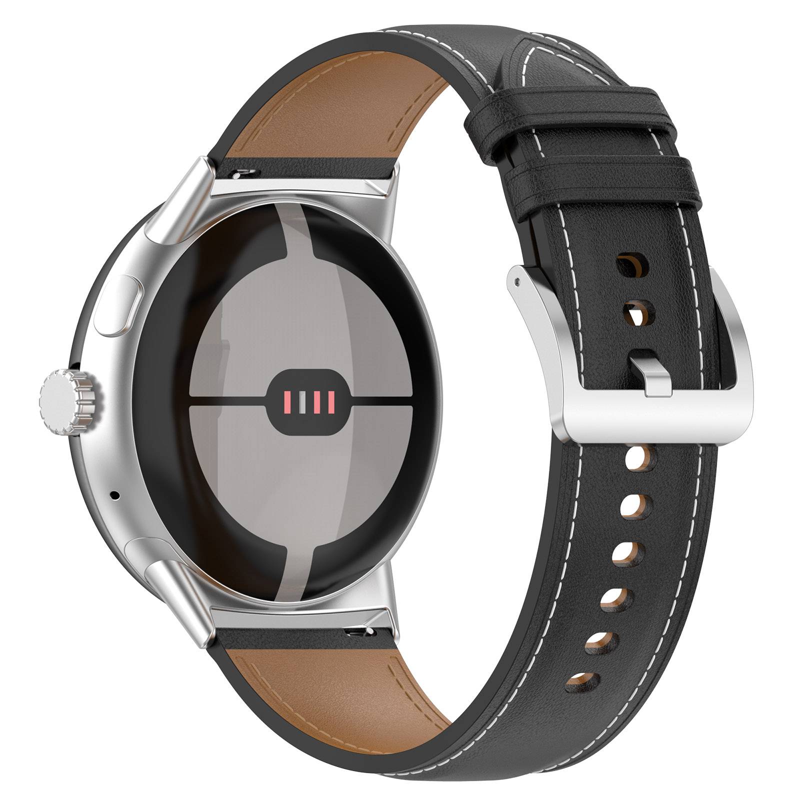 Uhrenarmband aus echtem Leder, 20 mm, für Google Pixel Watch 1/2 Black