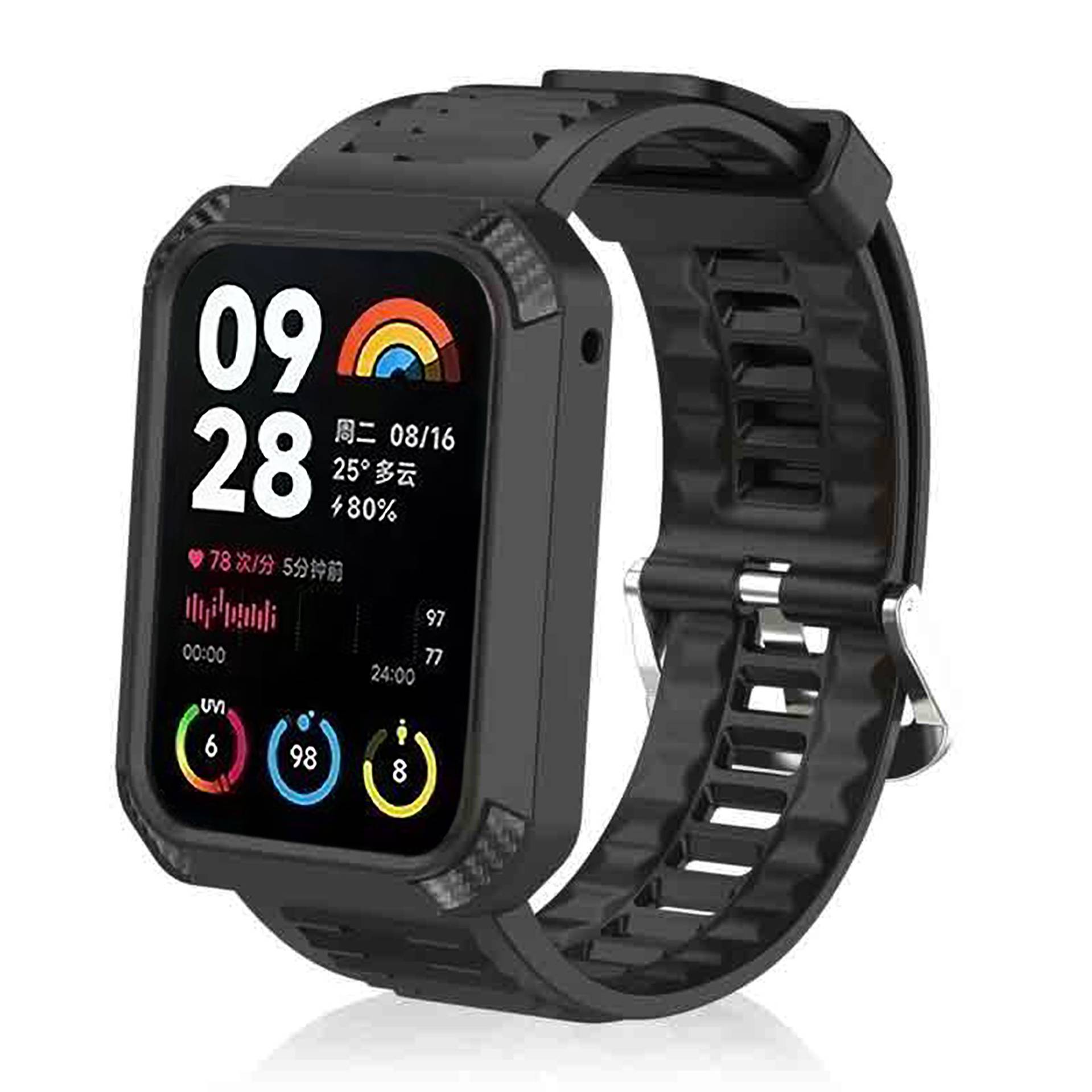 Uhrenarmband mit Schutzrahmen für Xiaomi Band 8 Pro Black